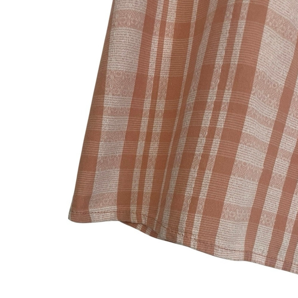 Universal Thread Orange Plaid Button Down Short Sleeve Blouse