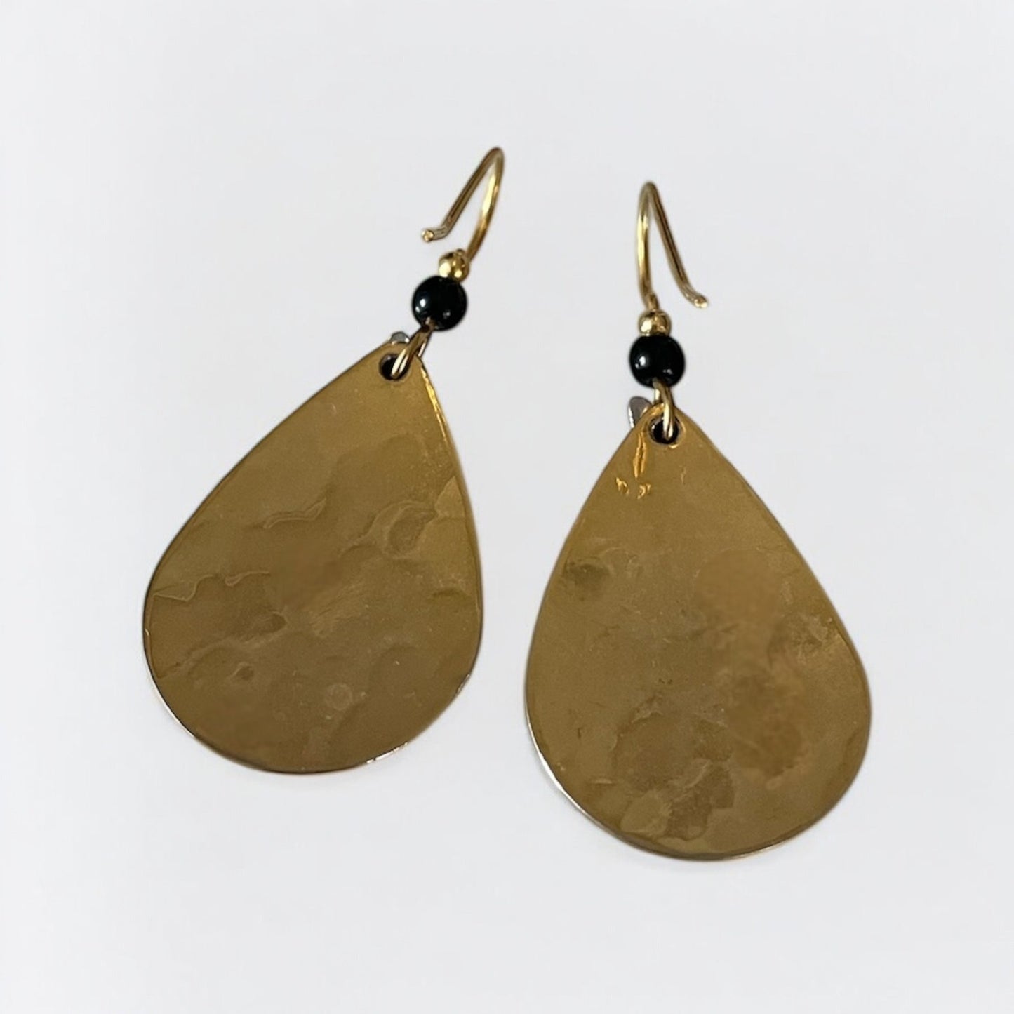Vintage Gold Black & Silver Layered Pendant Earrings