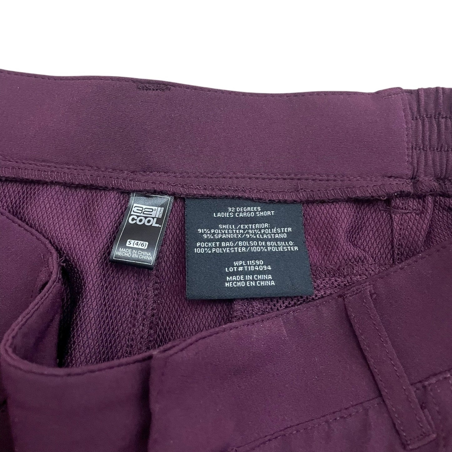 32 Degrees Cool Active Plum Midi Cargo Shorts
