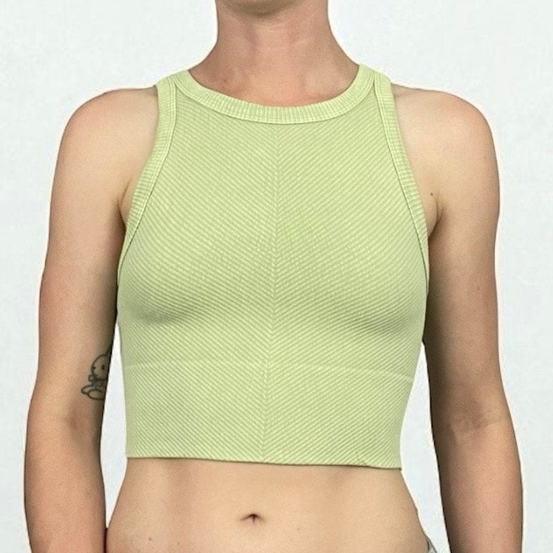 Light Green Cropped Ribbed Tank Top