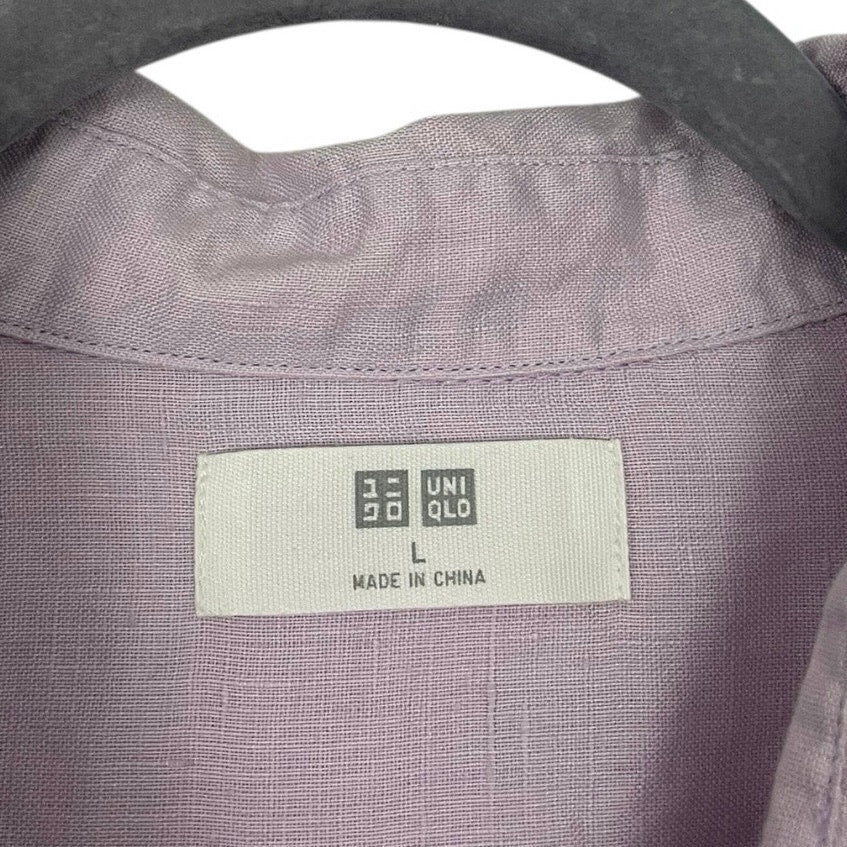 Uniqlo Light Purple Long Sleeve Button Down Linen Blouse