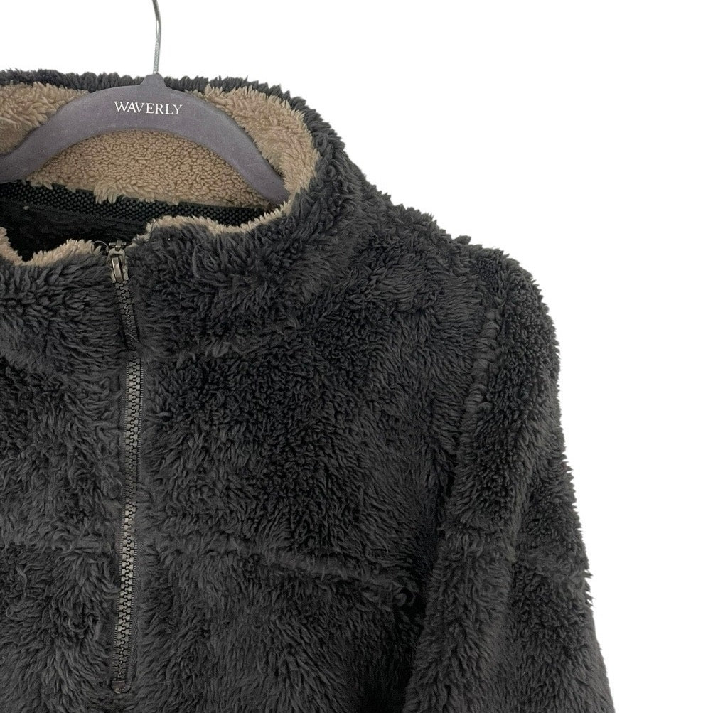 Arctic Point Vintage Fluffy Grey Faux Fur Quarter Zip