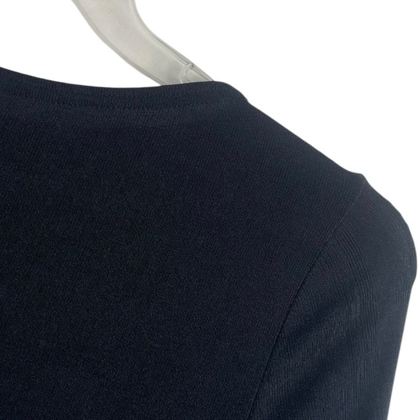 George Vintage Soft Black Quarter Sleeve Crewneck Blouse