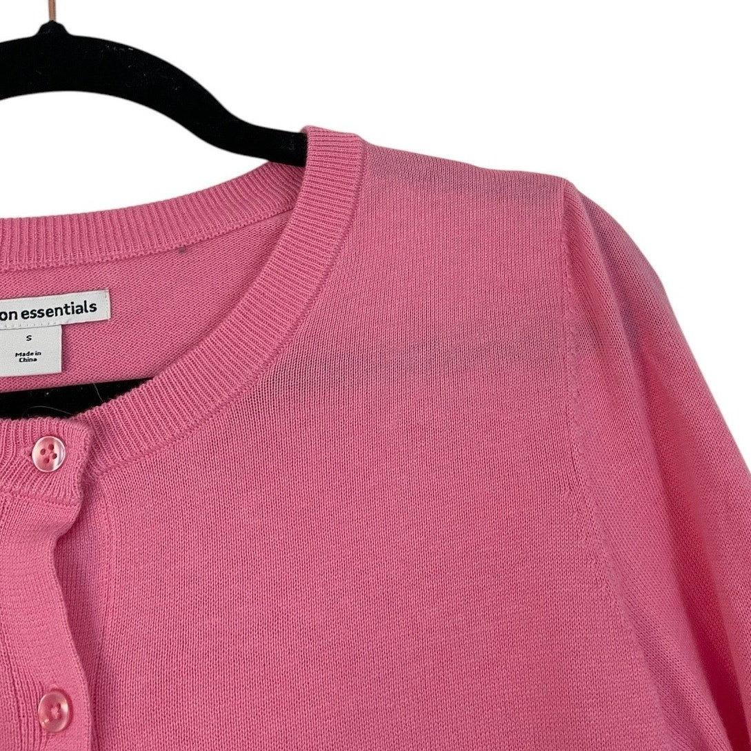 NWT Amazon Essentials Pink Button Down Cardigan Sweater