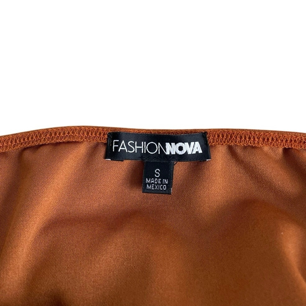 Fashion Nova Burnt Orange Off the Shoulder Cutout Bodycon Mini Dress