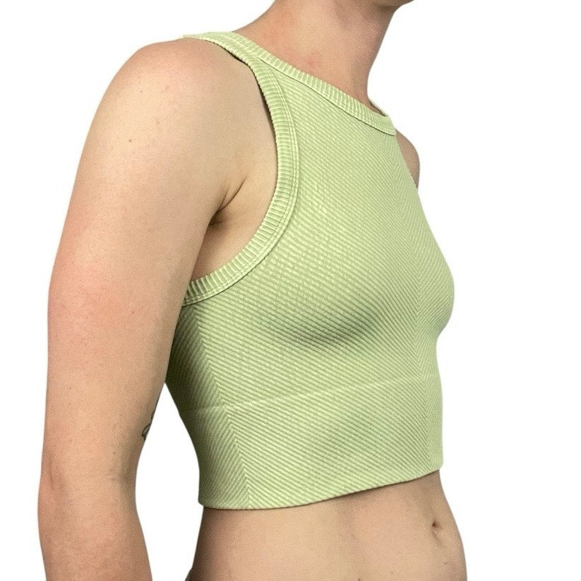 Light Green Cropped Ribbed Tank Top