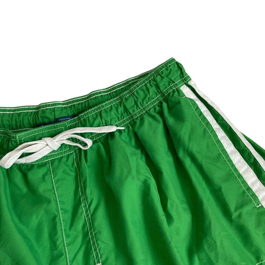 Kanu Surf Mens Green & White Stripe Swim Trunks
