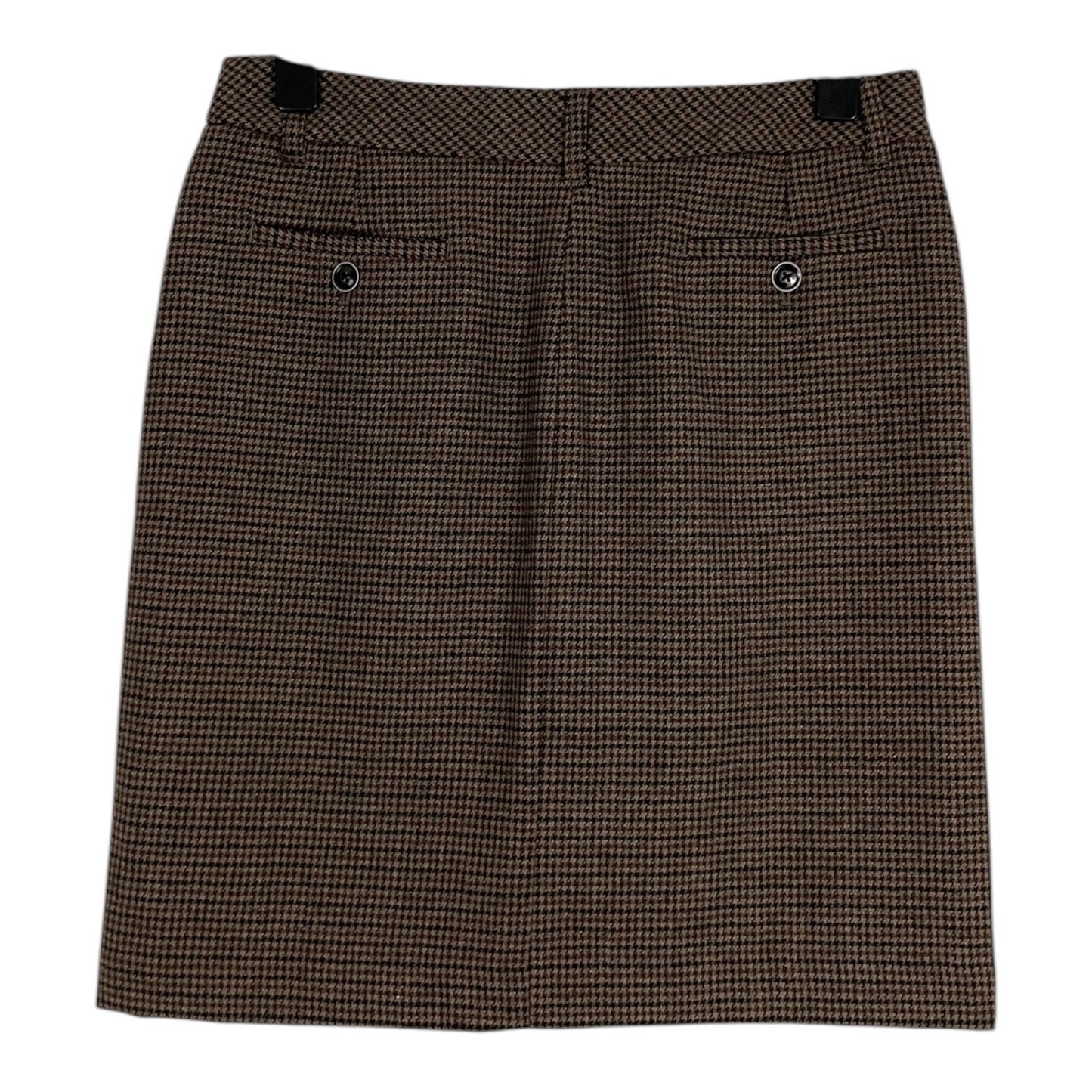 Eddie Bauer Brown Houndstooth Wool Skirt