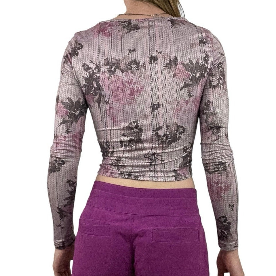 Soft Pink & Purple Floral Print Long Sleeve Top