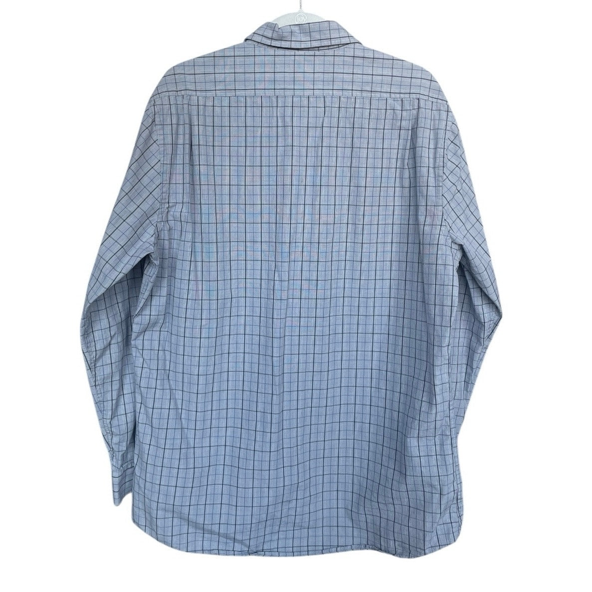 JACHS Mens Blue & Grey Plaid 80's Doubles Long Sleeve Button Down Shirt