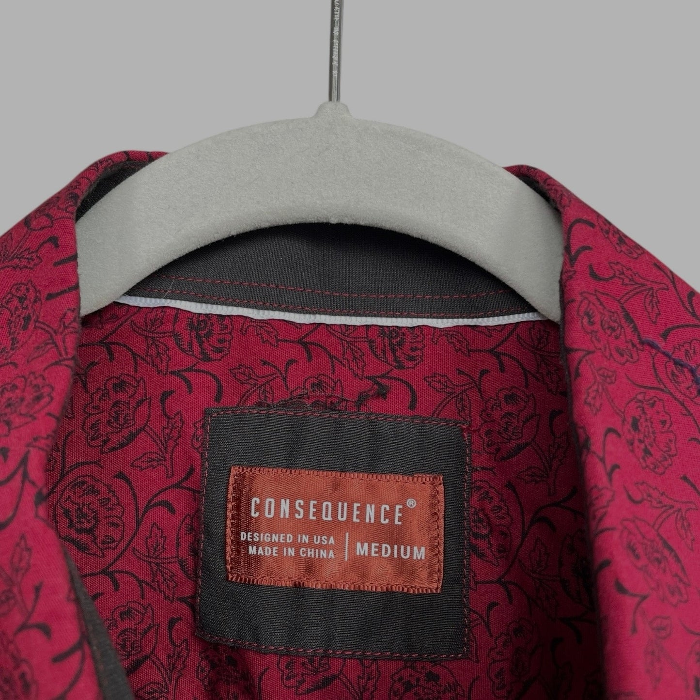 Consequence Mens Maroon Floral Short Sleeve Button Down Shirt