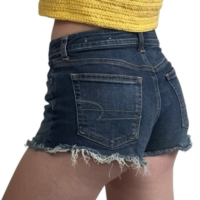 American Eagle Super Stretch X Hi-Rise Festival Distressed Mini Jean Shorts