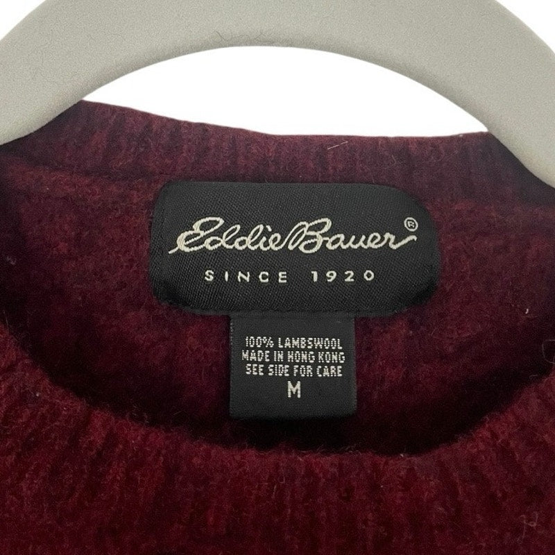 Eddie Bauer Vintage Maroon Cable Knit Lambs Wool Crewneck Sweater