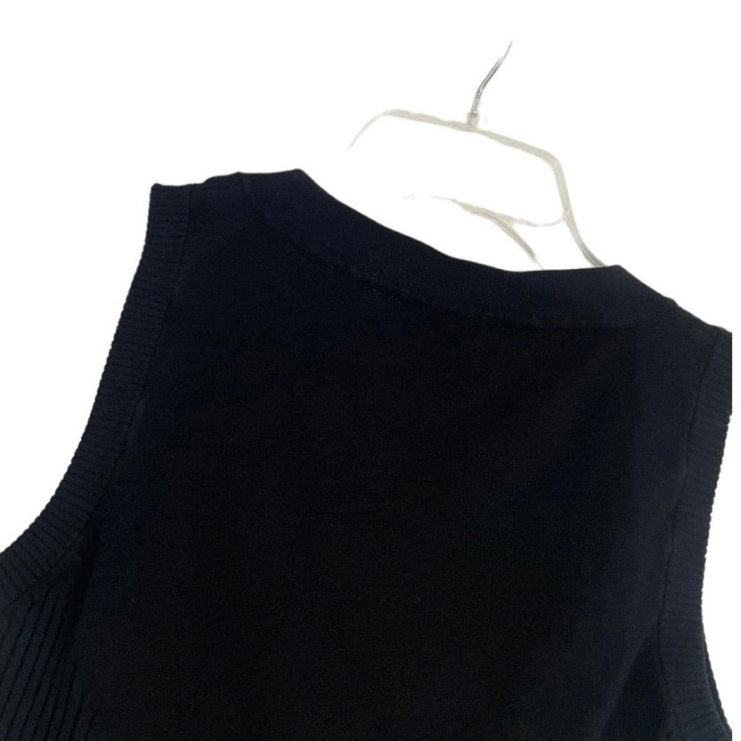 Belldini Black Cropped Rhinestone Quarter Zip Tankk Top
