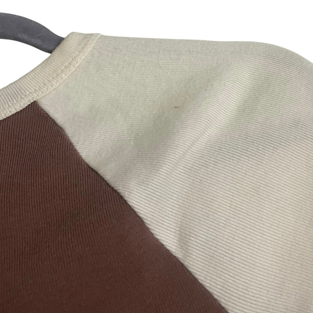 Full Tilt Detroit Motors Brown & Cream Ribbed Cropped Graphic Top