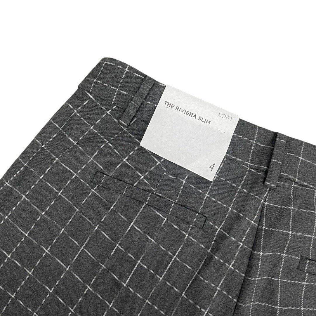 NWT LOFT The Riviera Slim Grey Gingham Trousers