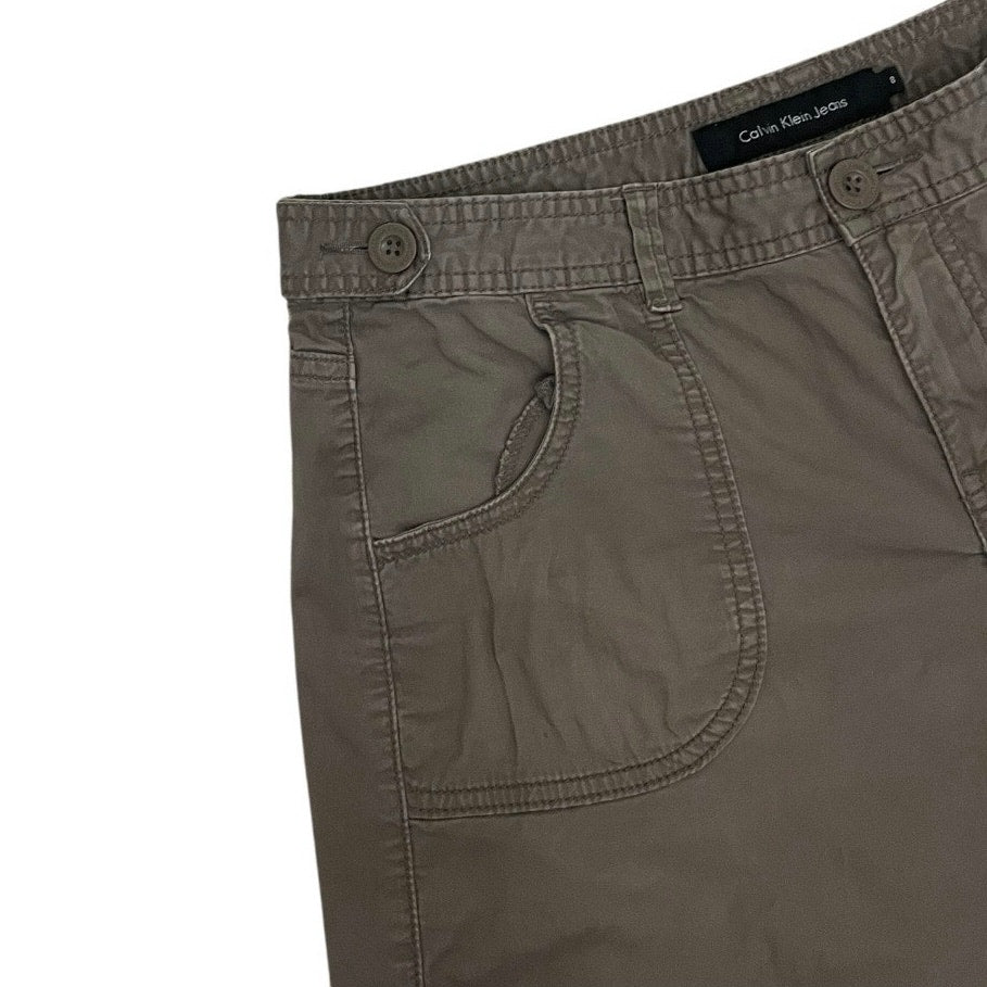 Calvin Klein Jeans Brown Midi Denim Cuffed Cargo Shorts
