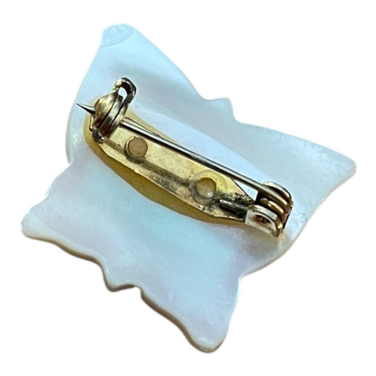 Vintage Cream & Pink Iridescent Butterfly Brooch Pin
