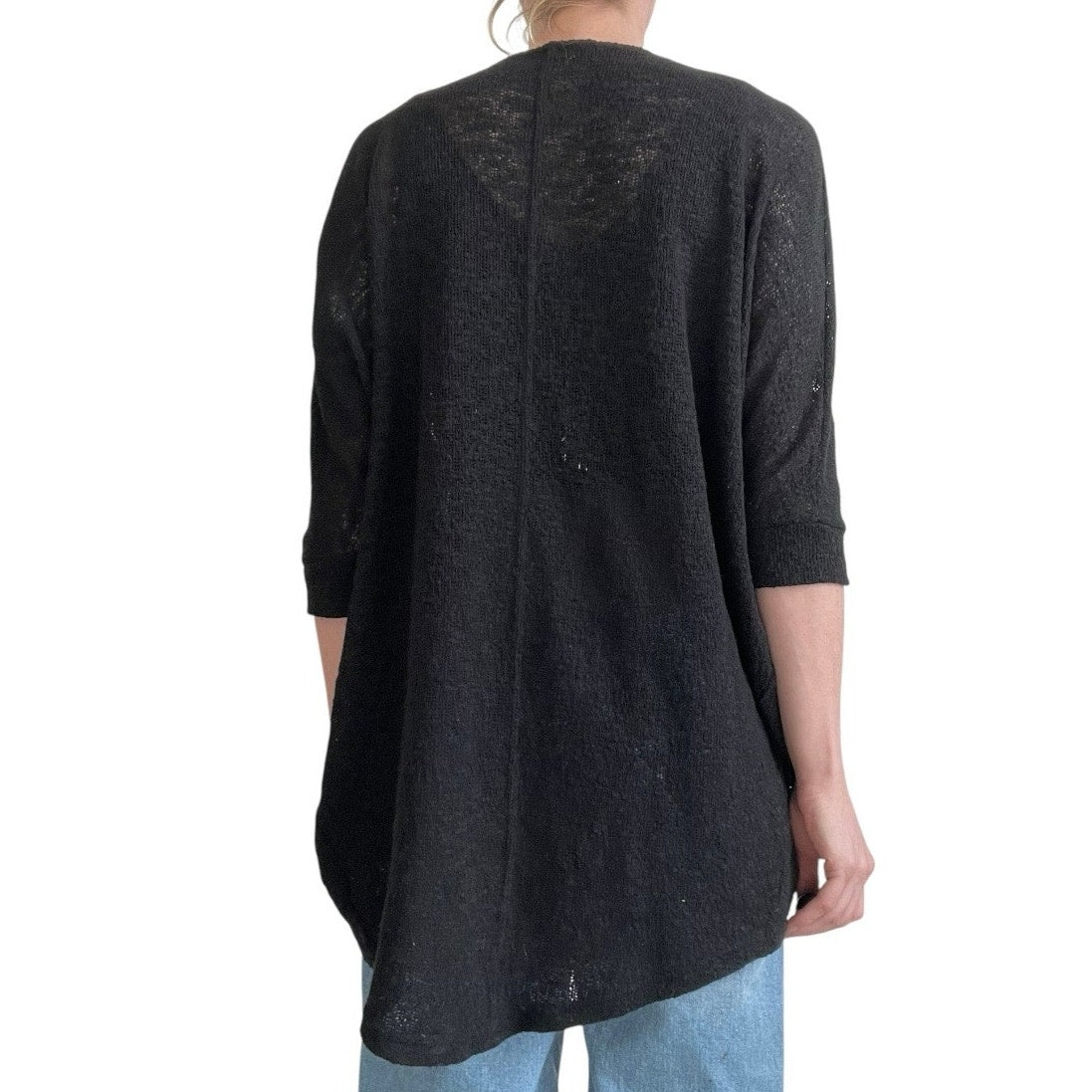 Mossimo Supply Co. Black Knit Quarter Sleeve Cardigan Sweater