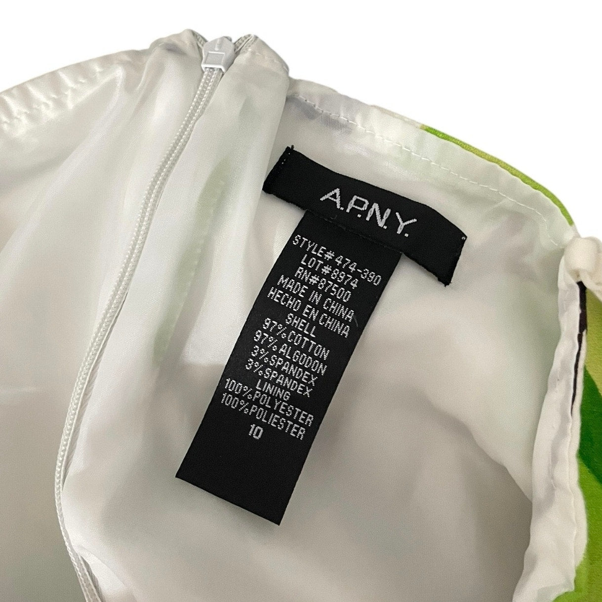 A.P.N.Y Green & White Pear Print A-Line Mini Dress