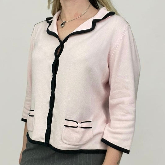 Worthington Pink & Black Button Down Cardigan Sweater