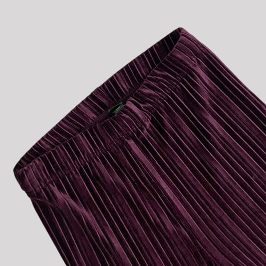 Wild Fable Purple Crushed Velvet Pleated High Rise Flare Pants