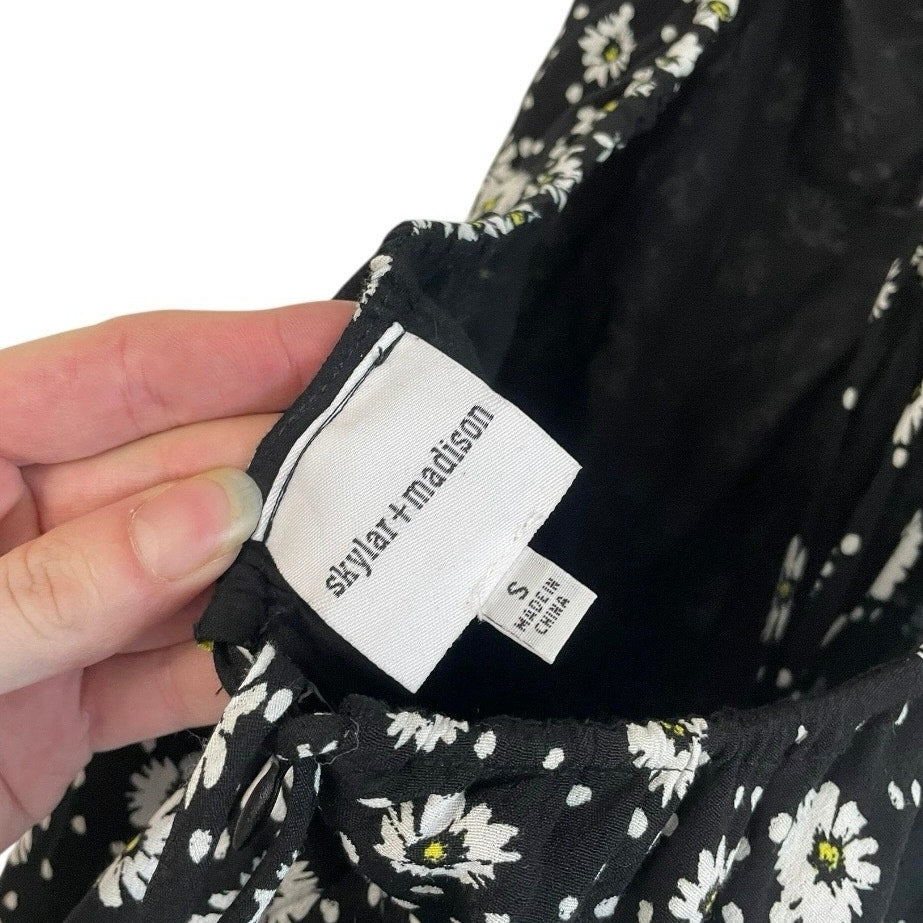 Skylar + Madison Black & White Floral Open Tie Back Mini Dress