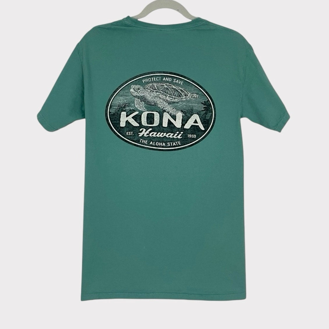Turquoise Kona Hawaii Sea Turtle Graphic Short Sleeve Tee