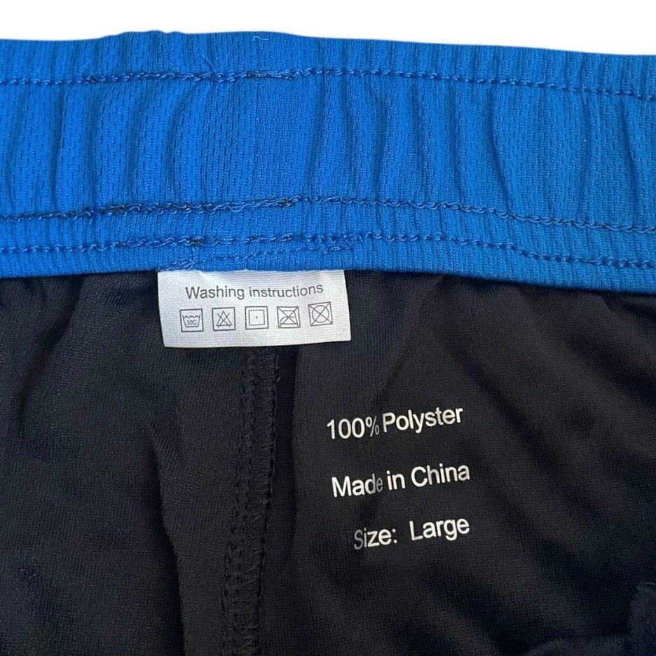Zengvee Mens Black & Blue Hyper-Fit Track Pants