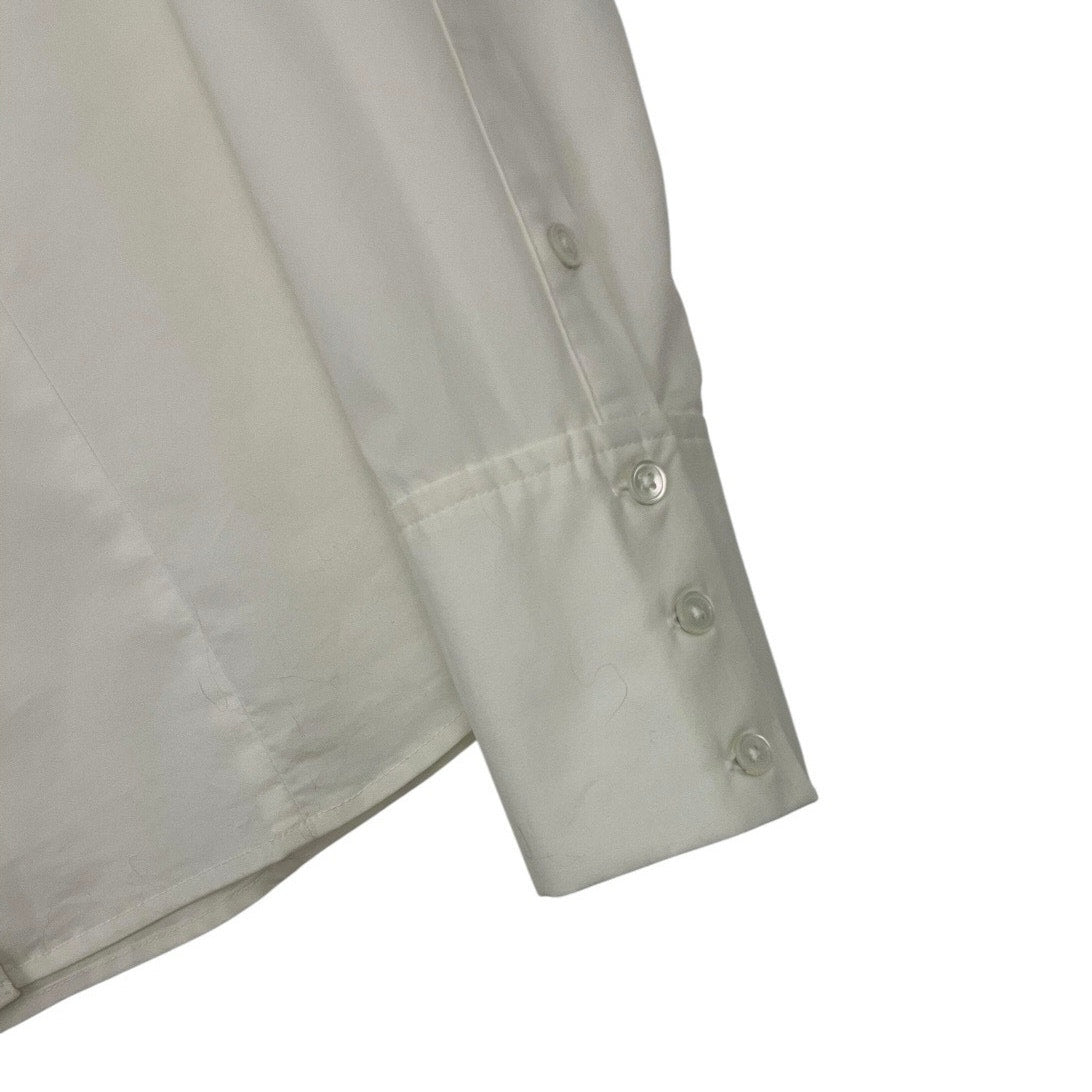 Doncaster Cream Long Sleeve Button Down Fitted Collared Blouse