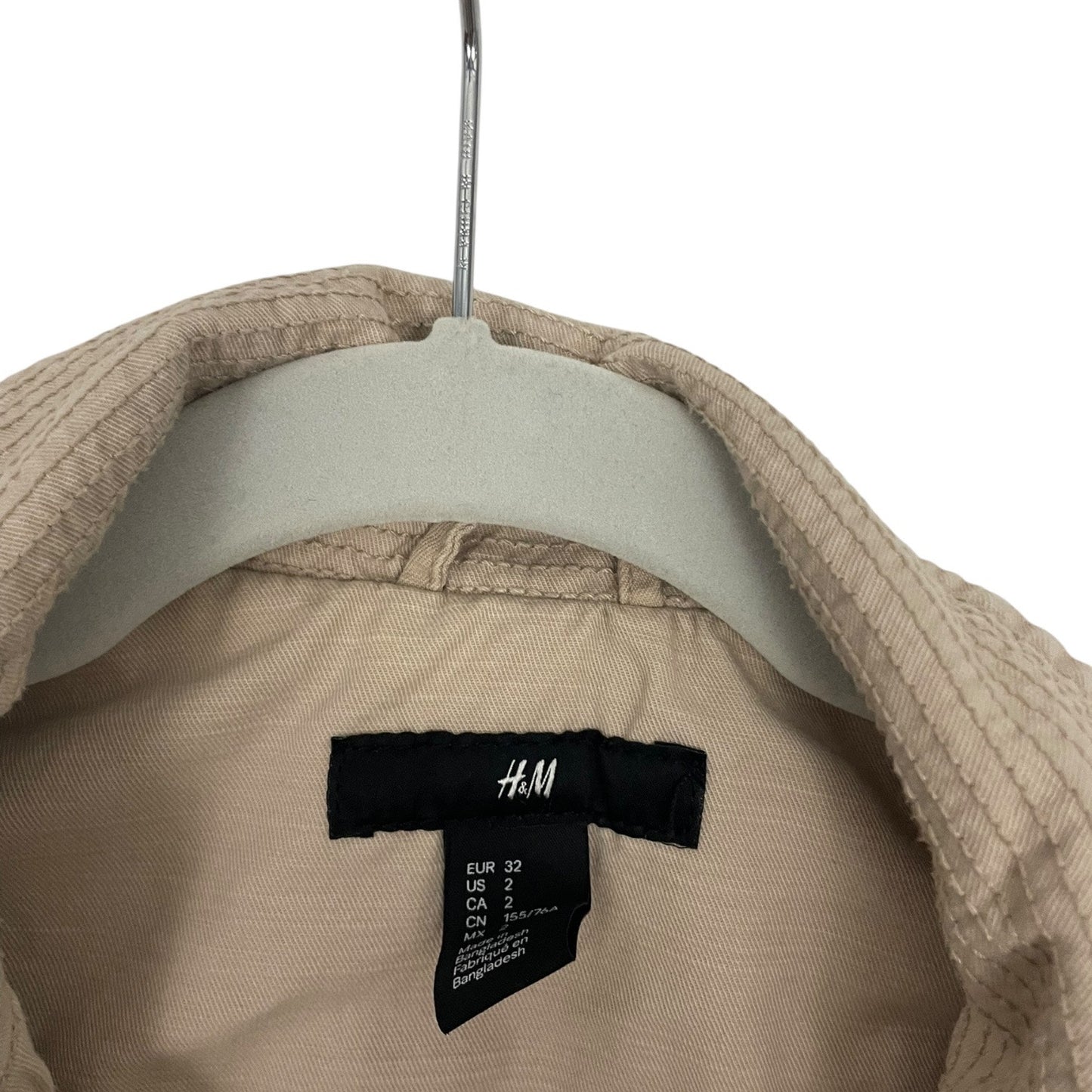 H&M Beige Denim Zip Up Utility Jacket