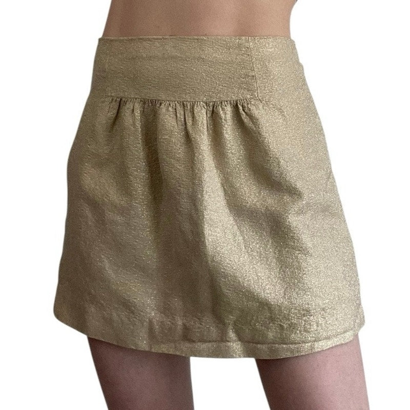 J. Crew Beige Gold Glittery Mini Skirt