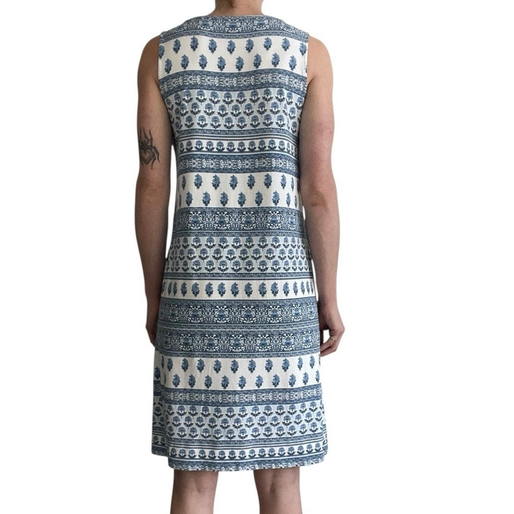 J. Jill Wearever Blue & White Boho Dress with Pockets