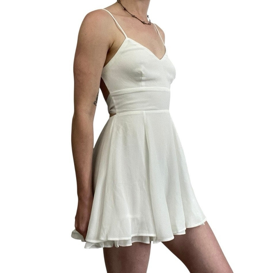 Lucy In The Sky White Open Tie Back A-Line Mini Dress