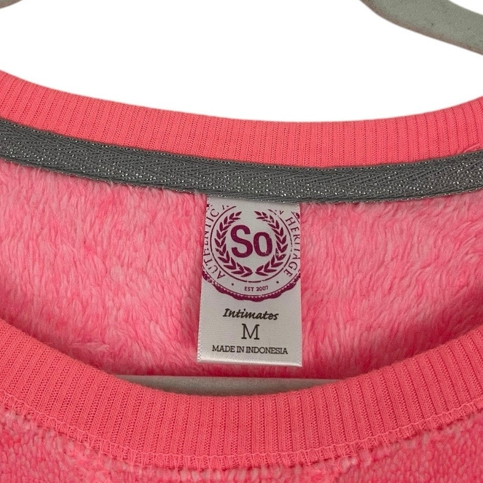 SO Intimates Vibrant Pink Soft Fluffy Fur Long Sleeve Top