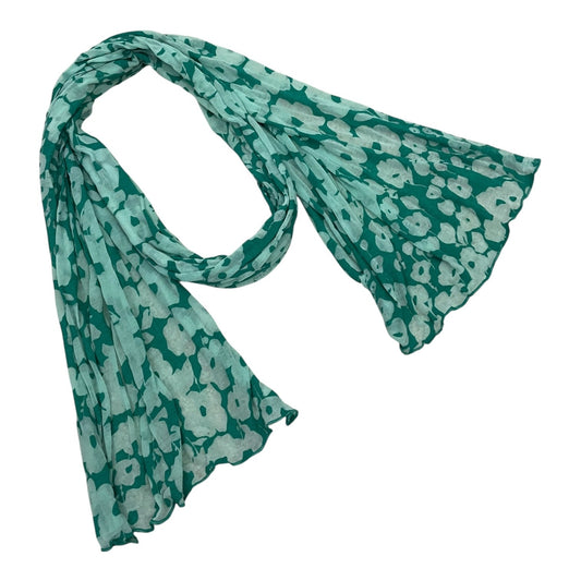 Teal Sheer Floral Print Long Scarf