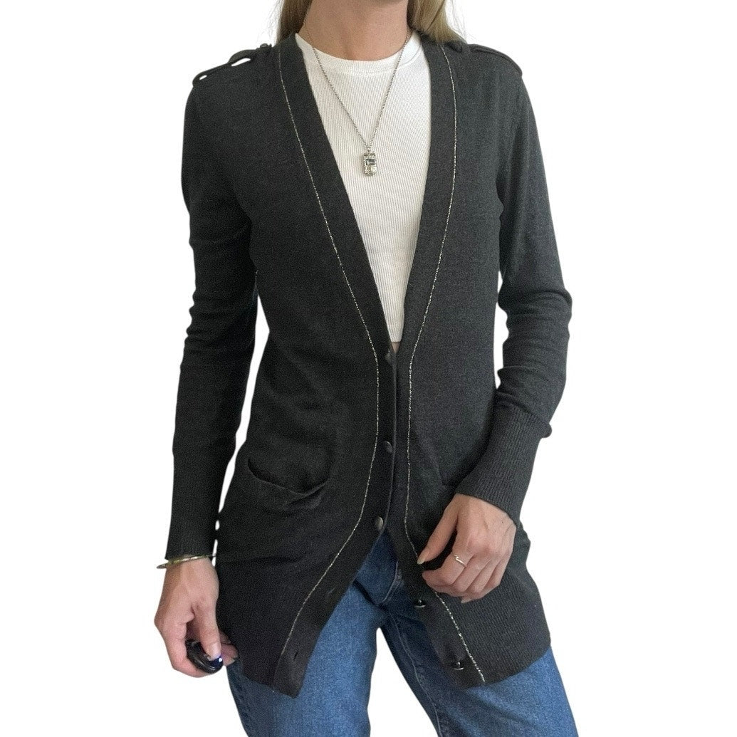 Ann Taylor LOFT Grey Button Down Cardigan Sweater