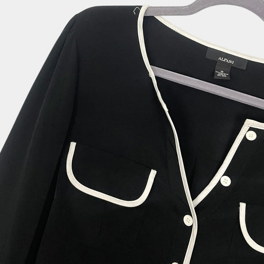 Alfani Black & White Long Sleeve Blouse