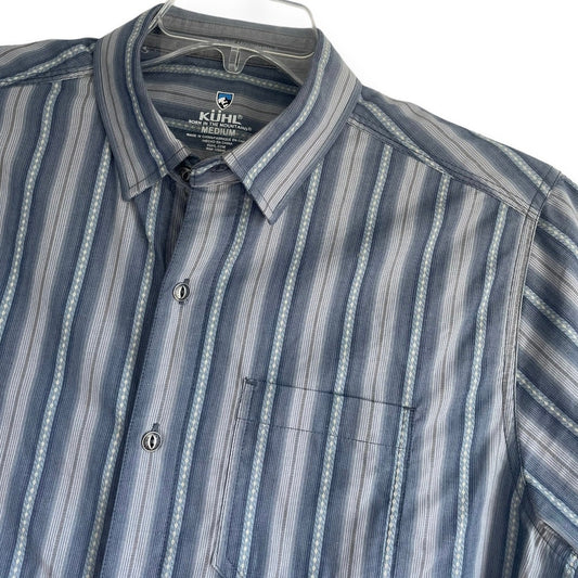 Kühl Mens Blue Striped Short Sleeve Button Down Shirt