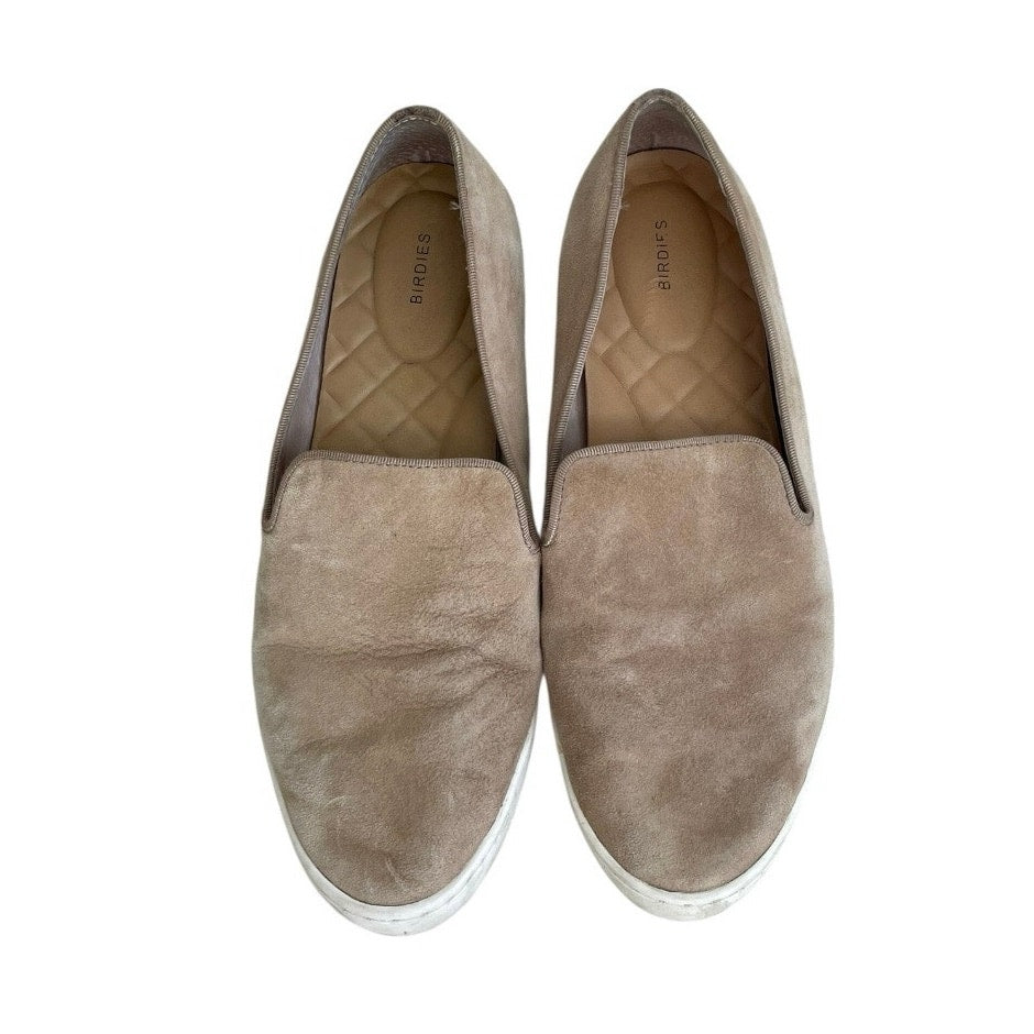 Birdies Beige Genuine Suede Leather Slip-On Espadrilles