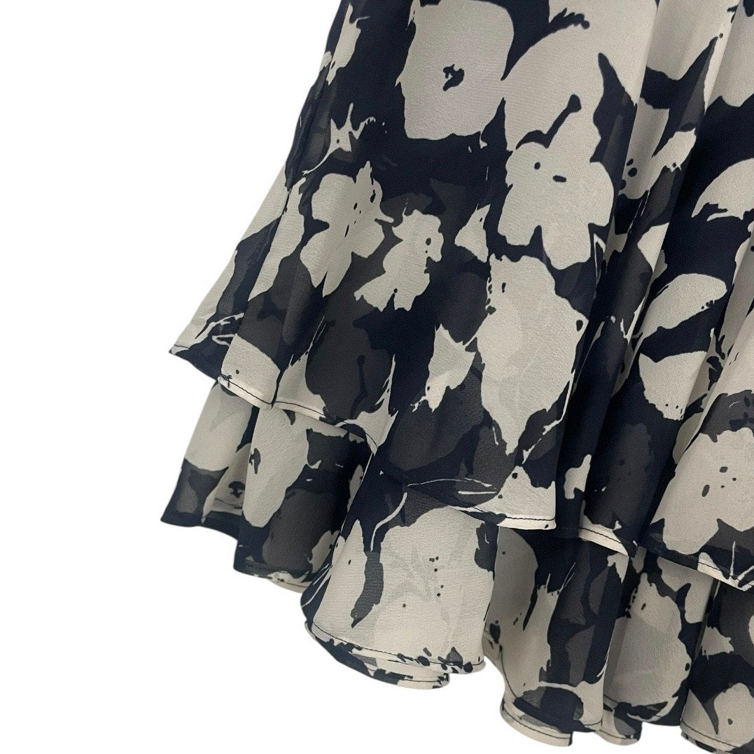 Chaps Vintage Navy Blue & White Floral Skirt