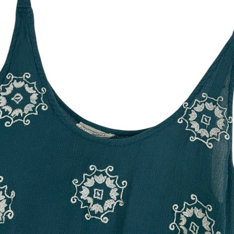L.A. Hearts Teal Boho Embroidered Tank Top