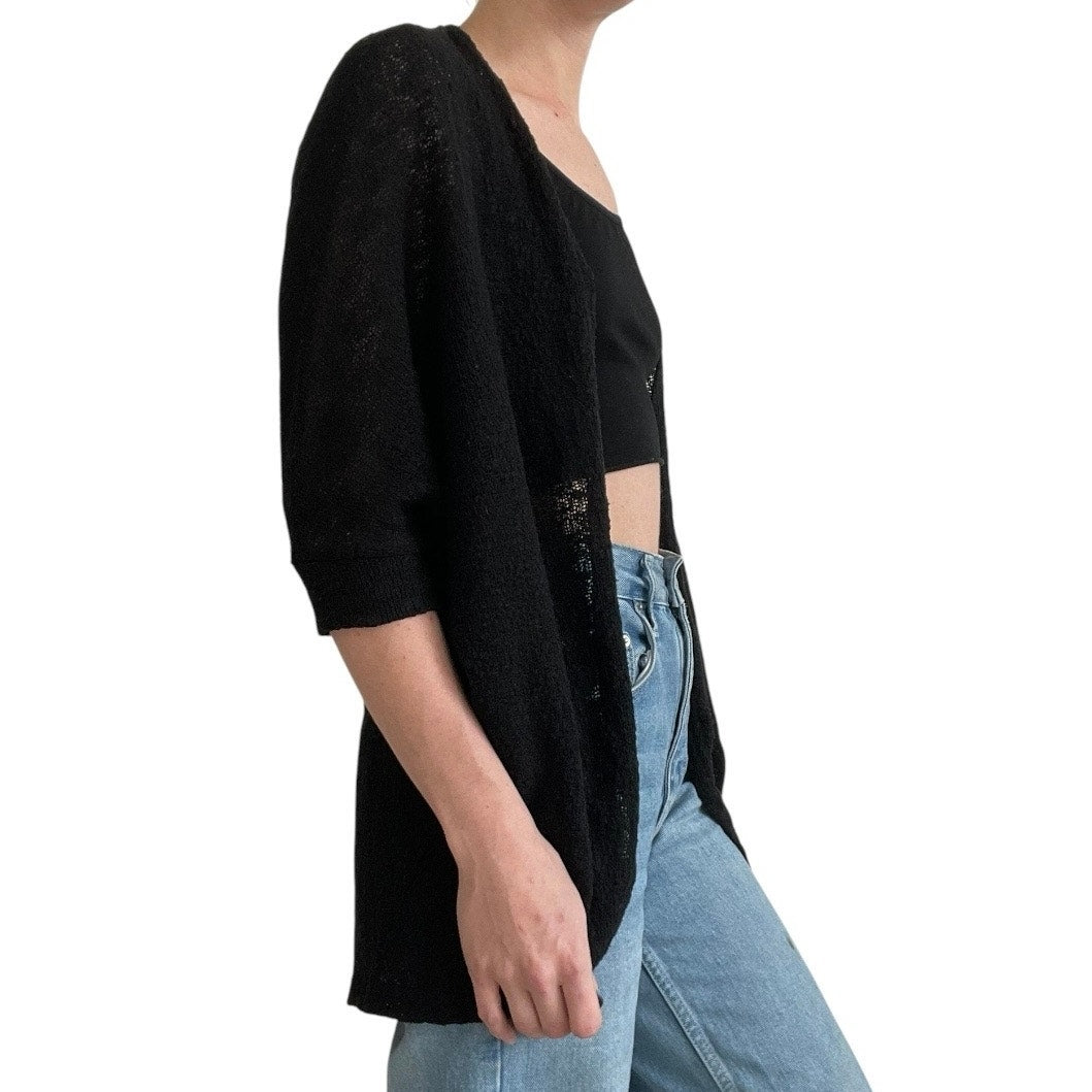 Mossimo Supply Co. Black Knit Quarter Sleeve Cardigan Sweater
