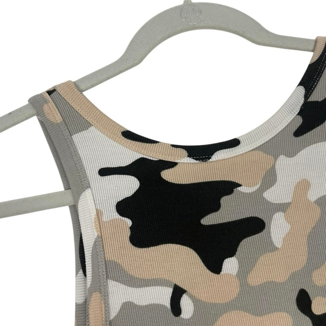 Grey & Black Camouflage Ribbed Bodycon Mini Dress