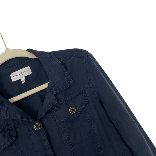 Michael Stars Navy Blue Button Down Lightweight Linen Jacket