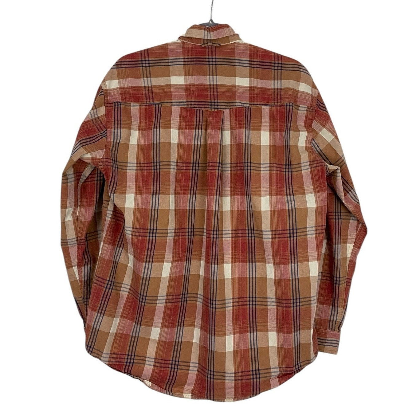 Roper Mens Orange Plaid Long Sleeve Button Down Shirt