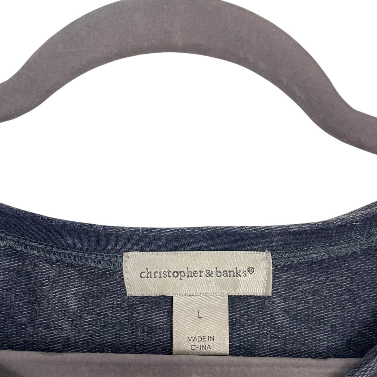Christopher & Banks Navy Blue Boho Embellished Long Sleeve Top