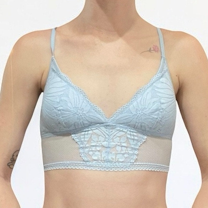 Aerie Blue Floral Lace Padded Bralette