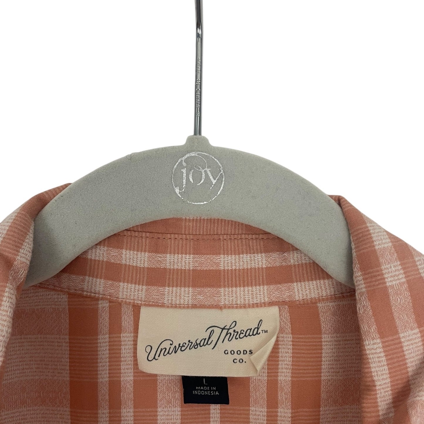 Universal Thread Orange Plaid Button Down Short Sleeve Blouse