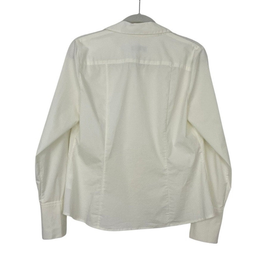 Doncaster Cream Long Sleeve Button Down Fitted Collared Blouse